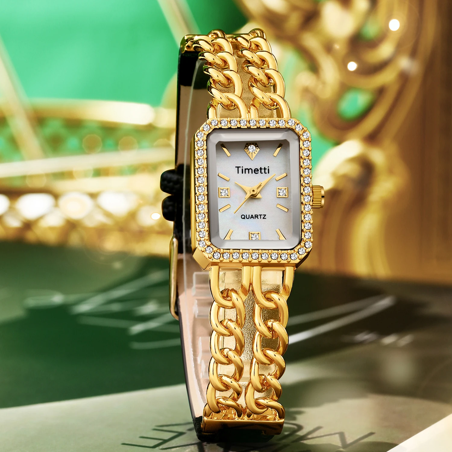 ساعة كوارتز متعددة الاستخدامات وبسيطة وعصرية مرصعة بحجر الراين