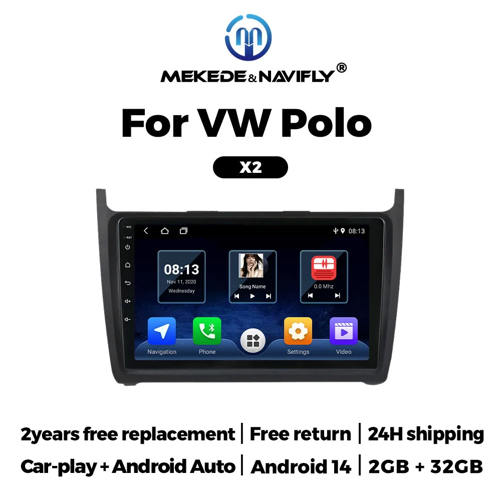 

MEKEDE Carplay 9 inch Android System For Volkswagen POLO 5 2008 - 2020 Car Stereo GPS Navigation Multimedia 2 Din BT WIFI Radio