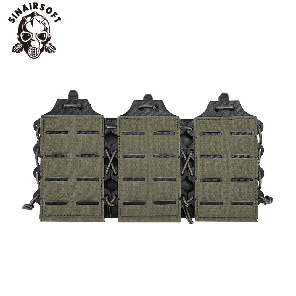 Tactical Rifle 5.56/7.62 Triple Magazine Pouch Molle Top Open Mag Laser Cut Tool Bags Pouch for M4 AK Magazines Holster