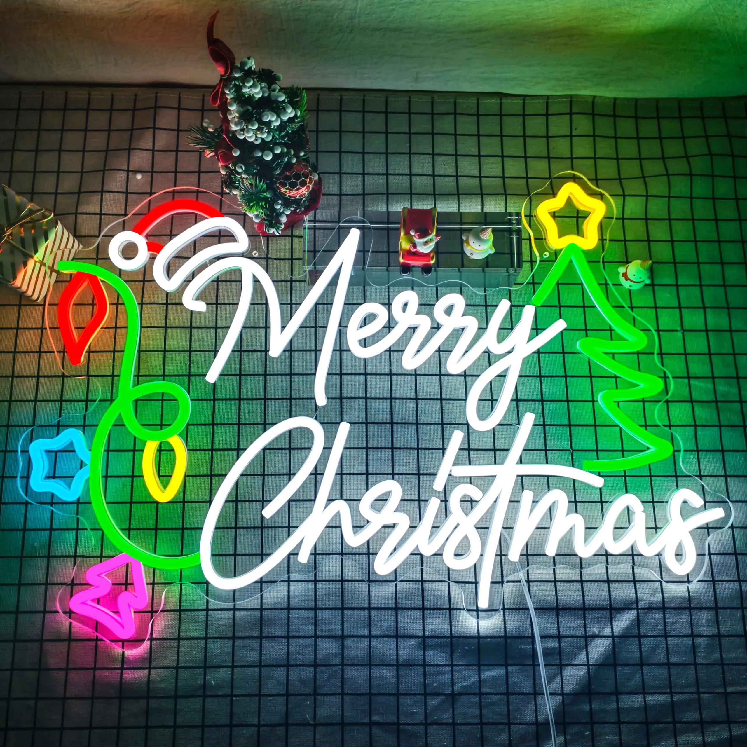 

Merry Christmas Neon Sign Dimmable Xmas Led Light Up Sign Wall Decor for Christmas Holiday Party Bedroom Man Cave