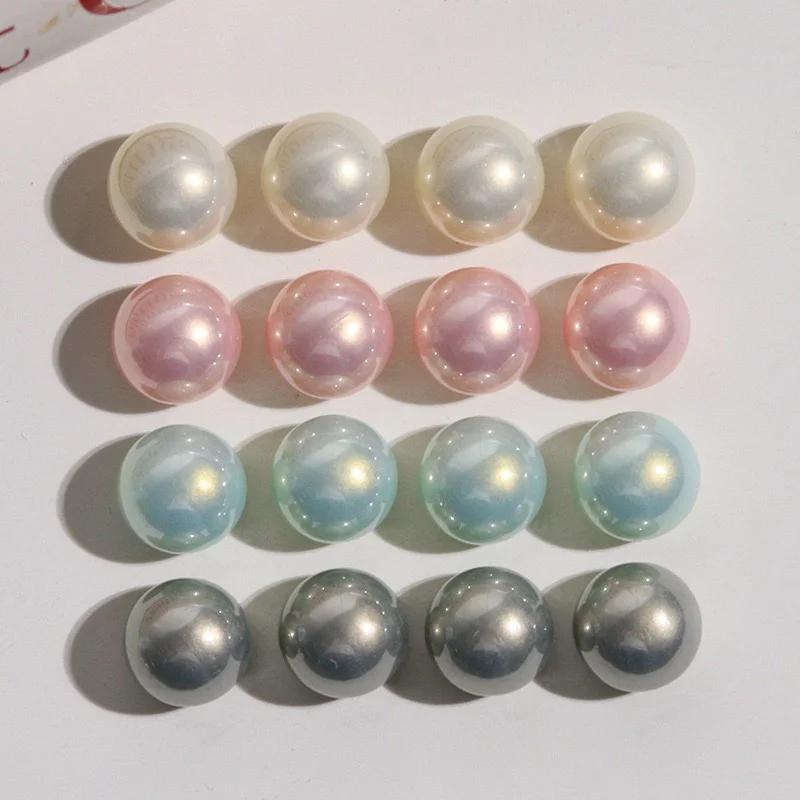 

2025 Newest 100pcs/lot 12mm color print geometry rounds shape acrylic cabochon beads diy jewelry garment hair accessory