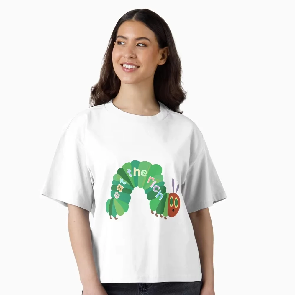 2026 New Eat The Rich Hungry Caterpillar Casual T-Shirt Men's and Women's Luxury Brand Top