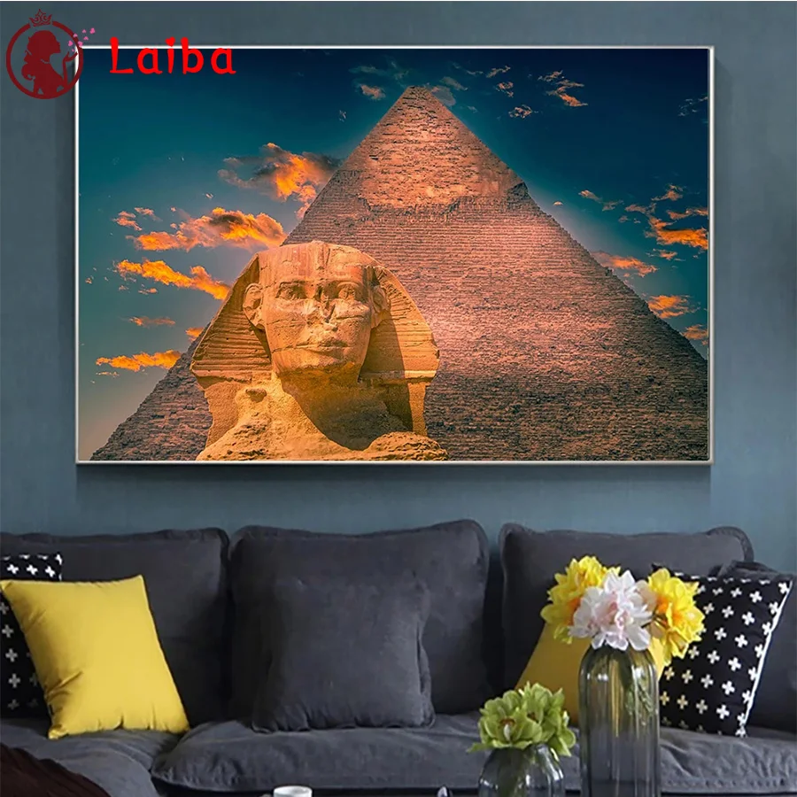 Full Square Diamond Painting The Sphinx of the Egyptian Pyramids Mosaic Needlework Picture Diamond Embroidery Sale Home Decor