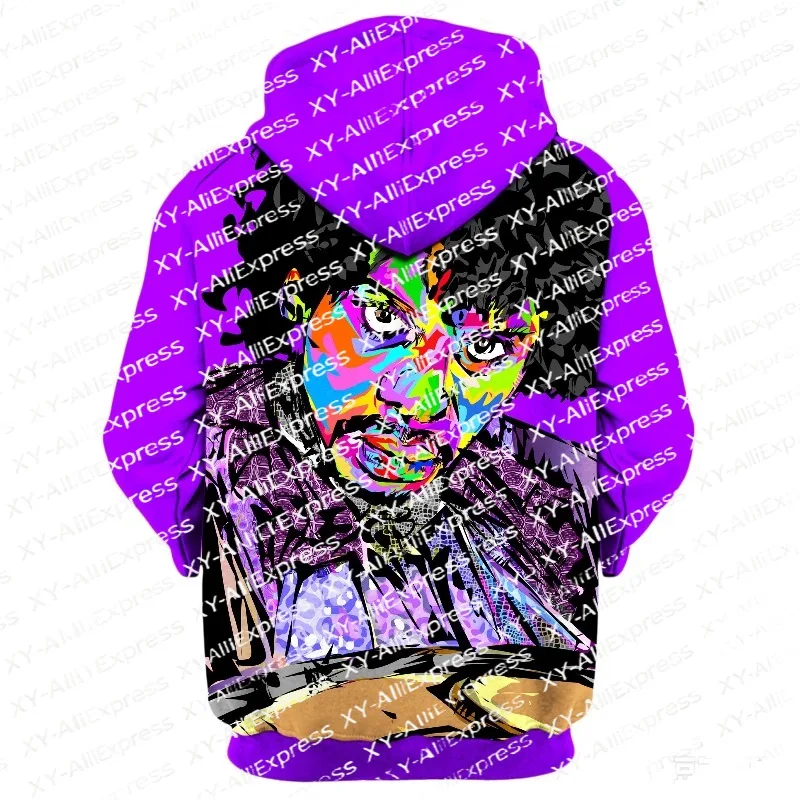 Autumn Winter Men Hoodie Abstract Color Portrait Print with Pocket, Light Fleece, for Urban Strolls & Amateur Fishing