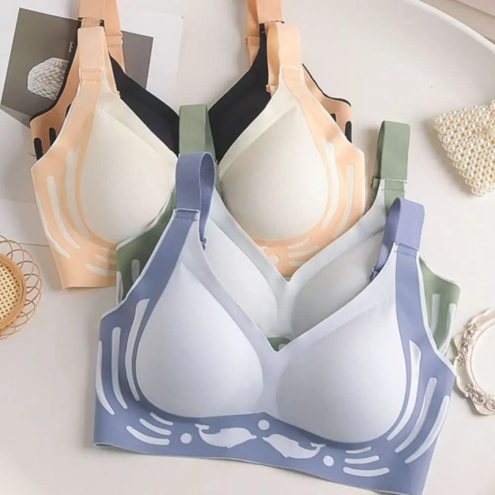 Dolphin Wireless Deep V Bra Close-fitting Anti-sagging Brassiere for Women Shockproof Intimates Seamless Bras Running