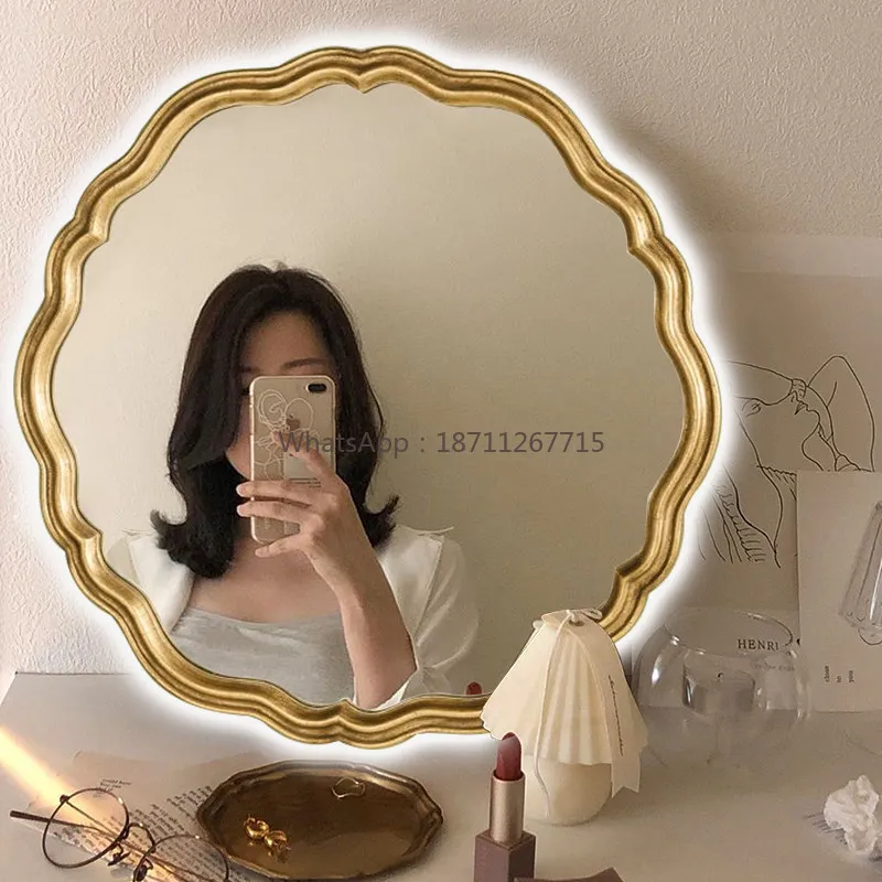 French retro bathroom mirror round sink vanity mirror bathroom wall mirror