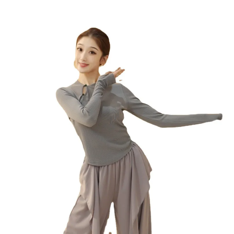ممارسة الملابس الراقصات الصينية الخريف والشتاء ملابس الرقص الحديثة سليم صالح تحسين شيونغسام بأكمام طويلة