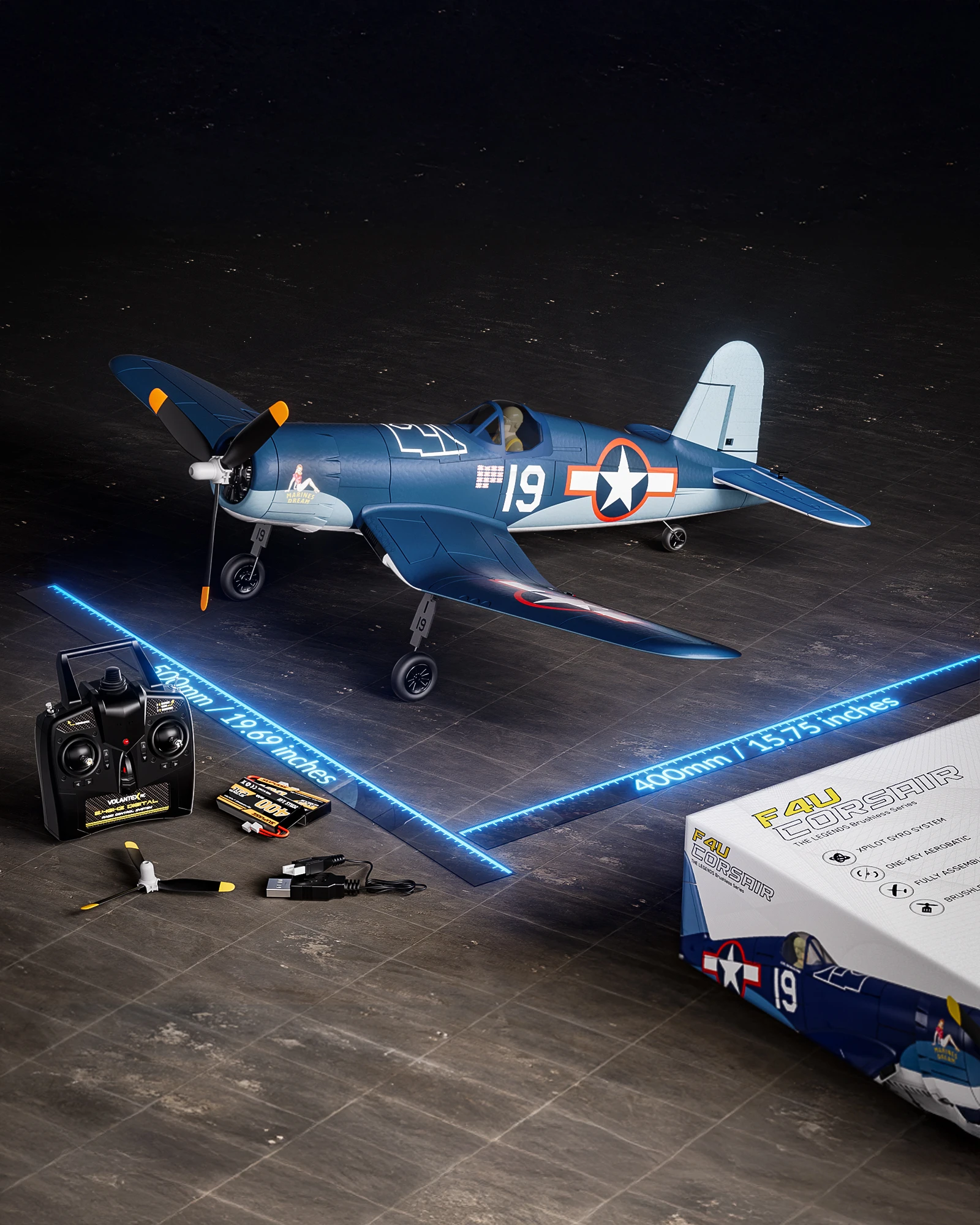 Volantexrc Brushless F4U Corsair RC Planes for Adults, Upgraded 4-Channel RTF RC Airplane,One-Key Aerobatic,Ideal for Outdoors