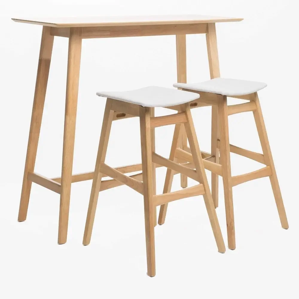 

3-Piece Emmaline Regular Bar Set, Natural Oak & Light Beige Finish