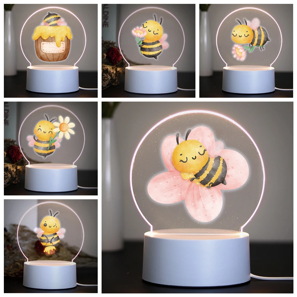 Bee 3D Night Light Kids Toy Birthday Christmas Gifts For Kids Toys Night Light 3D Illusion Lamp