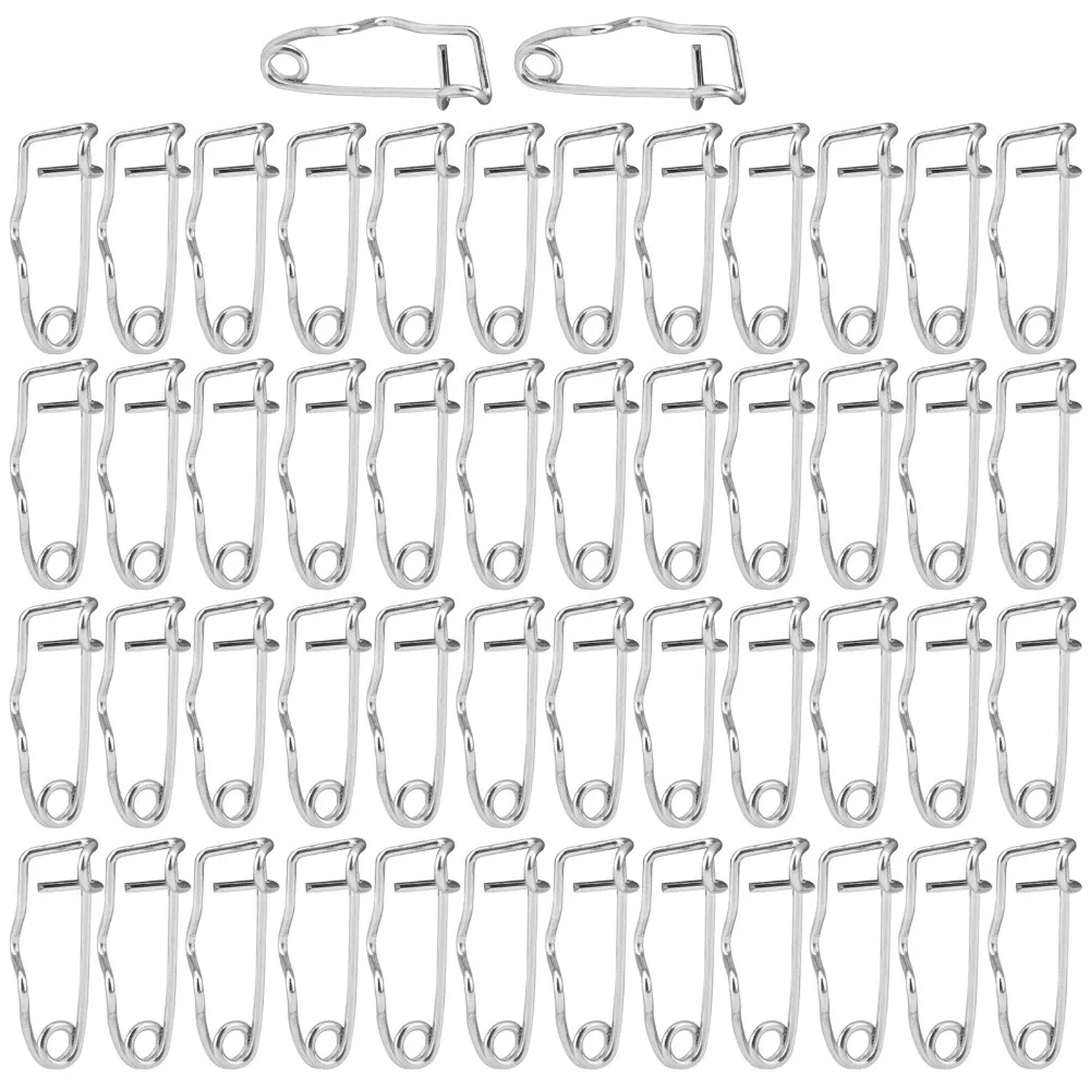 100Pcs Sturdy Metal Steel Wire Safety Pins Silver Easy Insertion Curved Safety Pins Locking Pin Clasps For Quilting