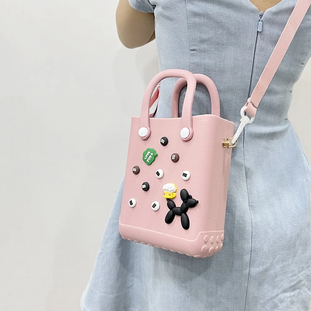 Candy Color EVA  Boggs Beach Bags Women Waterproof Cartoon Decorative Hole Sling Bag Female Simple Fashion Cute Mini Handbags