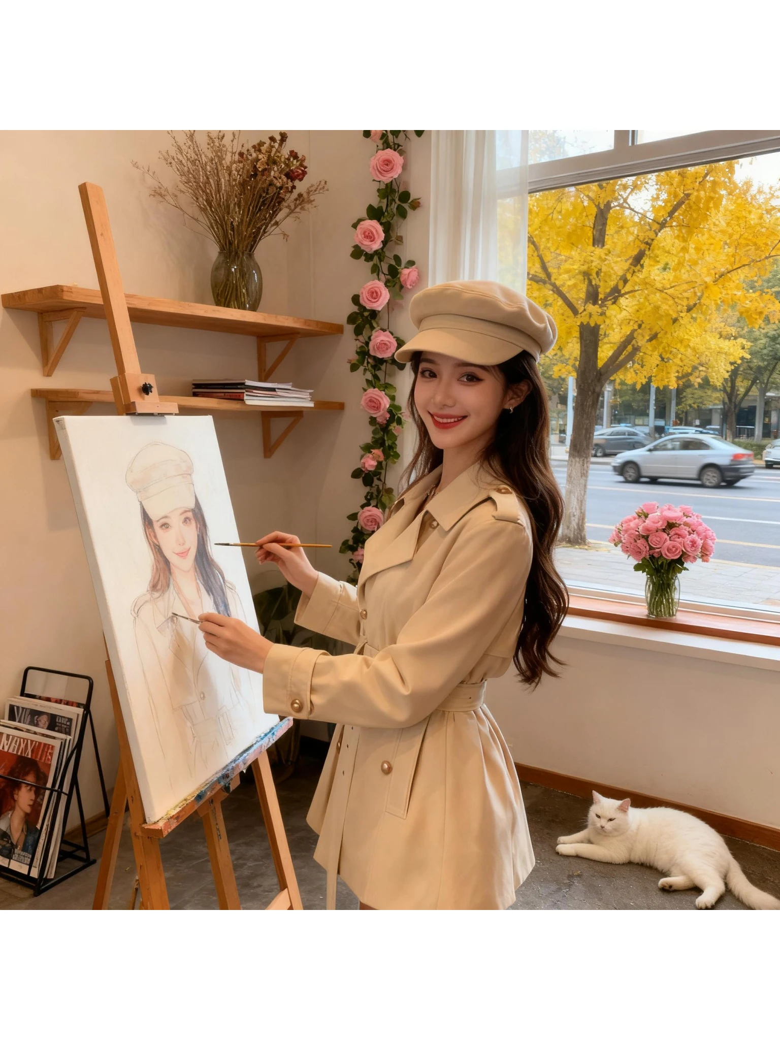 

Новая осенняя женская куртка 2025 года в британском стиле с двойным рядом пуговиц, поясом и свободным кроем, модель JT0072...