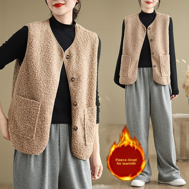 Autumn Winter Loose Lightweight Warmth Sleeveless Large Size Vest Forest System Quality Shoulder Coat Women's Jacket