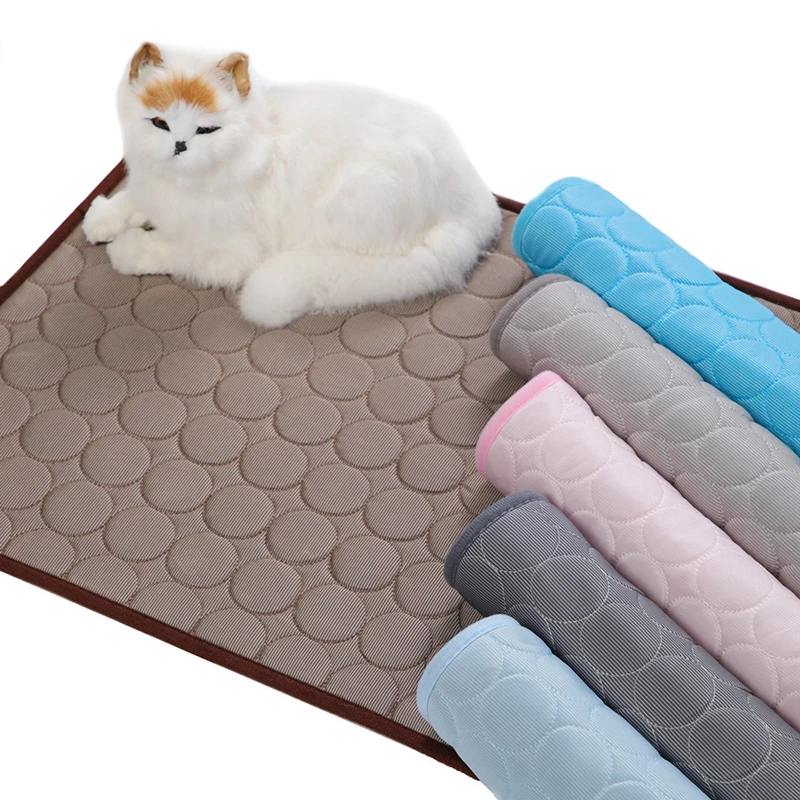 Pet Cooling Mat Dog Cat Sleeping Pad Cool Ice Silk Moisture-proof Mattress Cushion Summer Small Animal Cold  bed