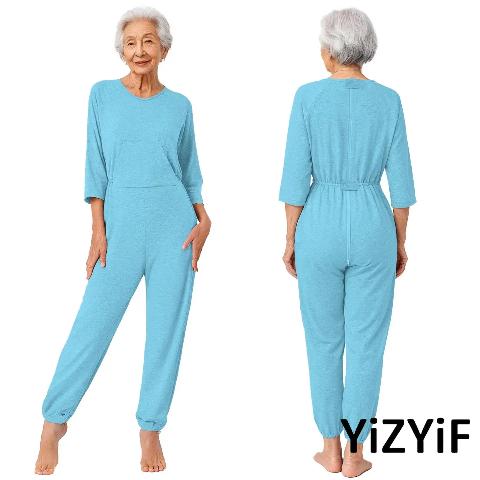 

Женский комбинезон-юнитард для людей с особыми потребностями, с длинными рукавами, двойной молнией на спине и ногах, для пожилых людей и ухода при деменции