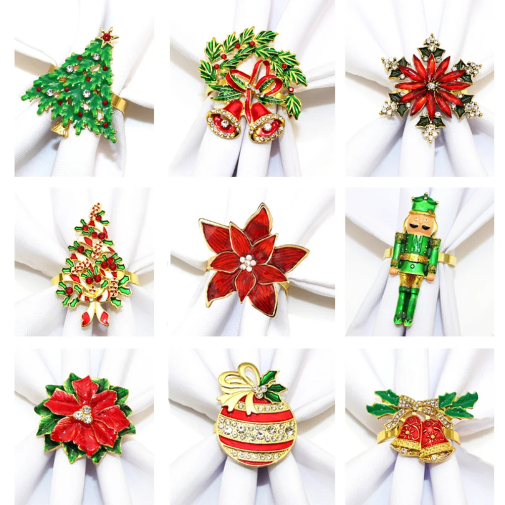 Christmas Napkin Ring Holders Xmas Table Decoration For Home Metal Reindeer Horn Tissue Ring Wedding Banquet Hotel Table Sup