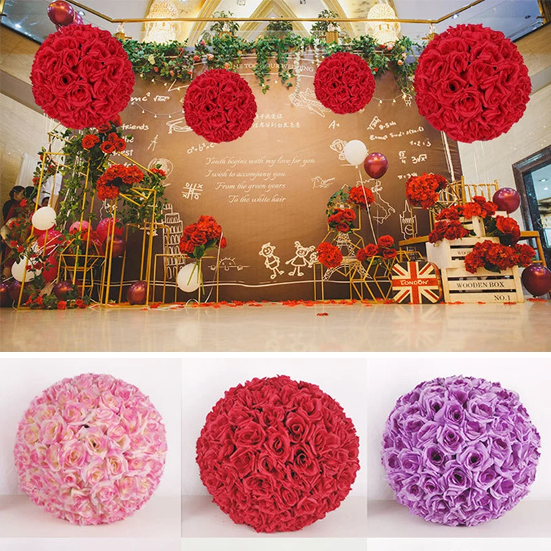 

Artificial Rose Silk Flower Ball, Hanging Flower Ball, DIY Home Decoration, Wedding Party Decoration, Kissing Pendant