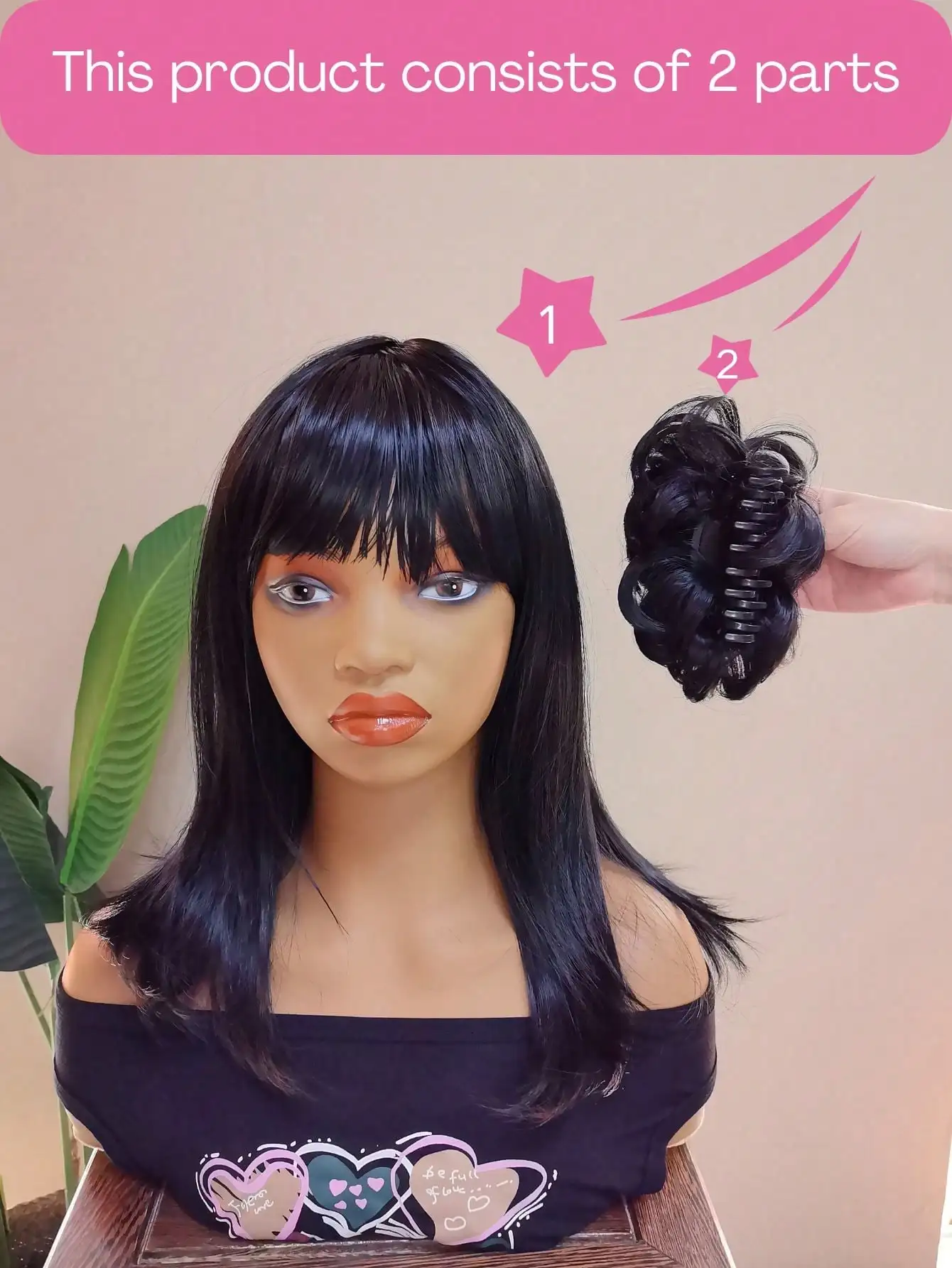 شعر مستعار Lydia Deetz تأثيري مع الكعك للنساء ، زي أسود ، شعر مستعار قوطي ، عروس ، بيتليجوس ، حفلة الهالوين