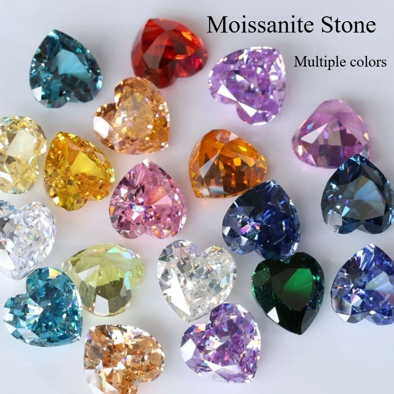 

New Moissanite Stone Heart Shape VVS1 Combination Chain Charms Beads with GRA Certificate for Advanced Jewelry Making Materials