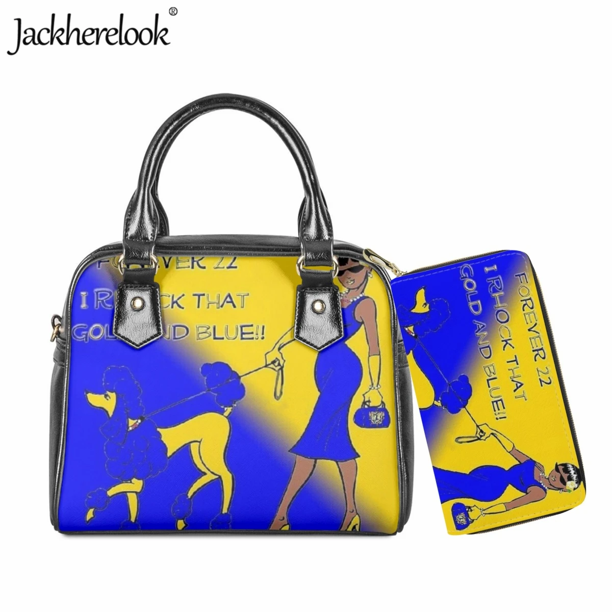 Jackherelook Ladies Handbag Long Wallet 2pcs/set New Hot Sigma Gamma Rho Sorority Leather Shoulder Bag Shopping Messenger Bag