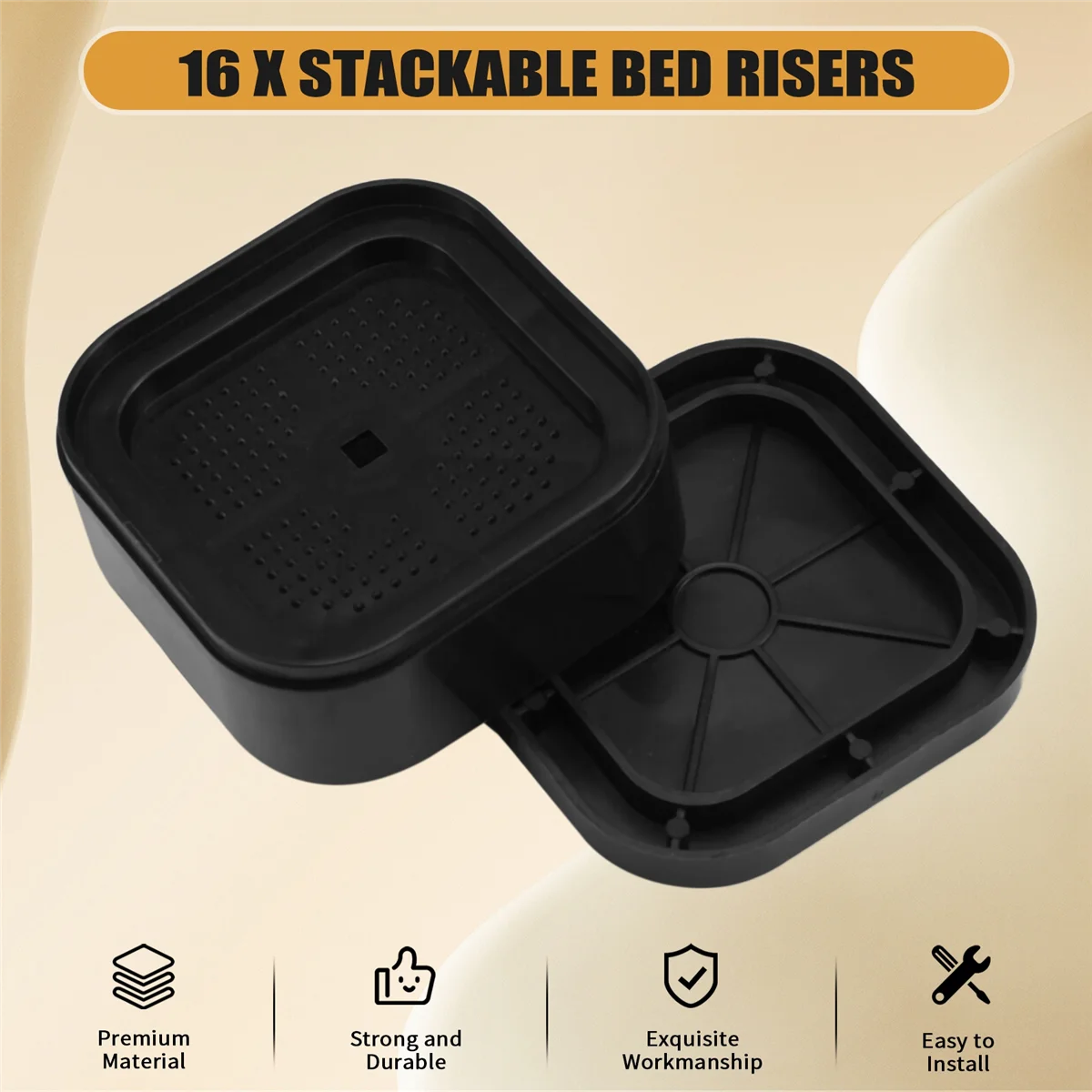 

Мебельные стойки MSOR, регулируемые стойки для кровати, 1,38 дюйма, штабелируемые сверхмощные подъемники для кровати, подъемные блоки для квадратной кровати, 16 шт.