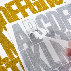 6/12pcs Mixed Shiny Golden Powder Letter Number Sticker Gold Sparkling Alphabet for DIY Crafts Scrapbook Stationery Gift Decor