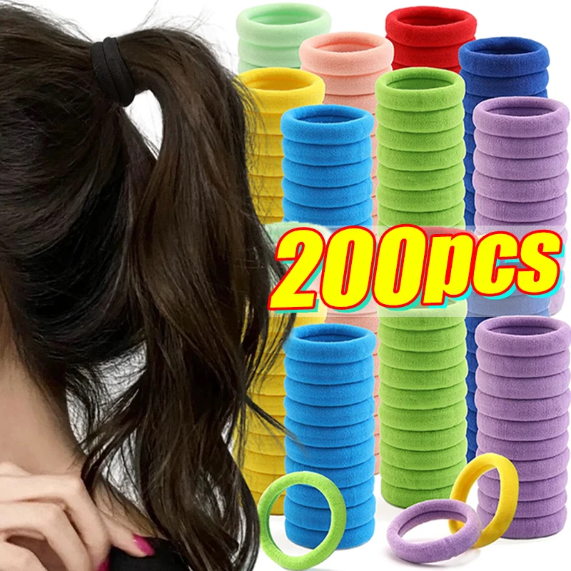 Banda de goma grande para niña, accesorios coreanos para el cabello de 50-200 piezas, soporte para cola de caballo, gomas elásticas para el pelo, adornos