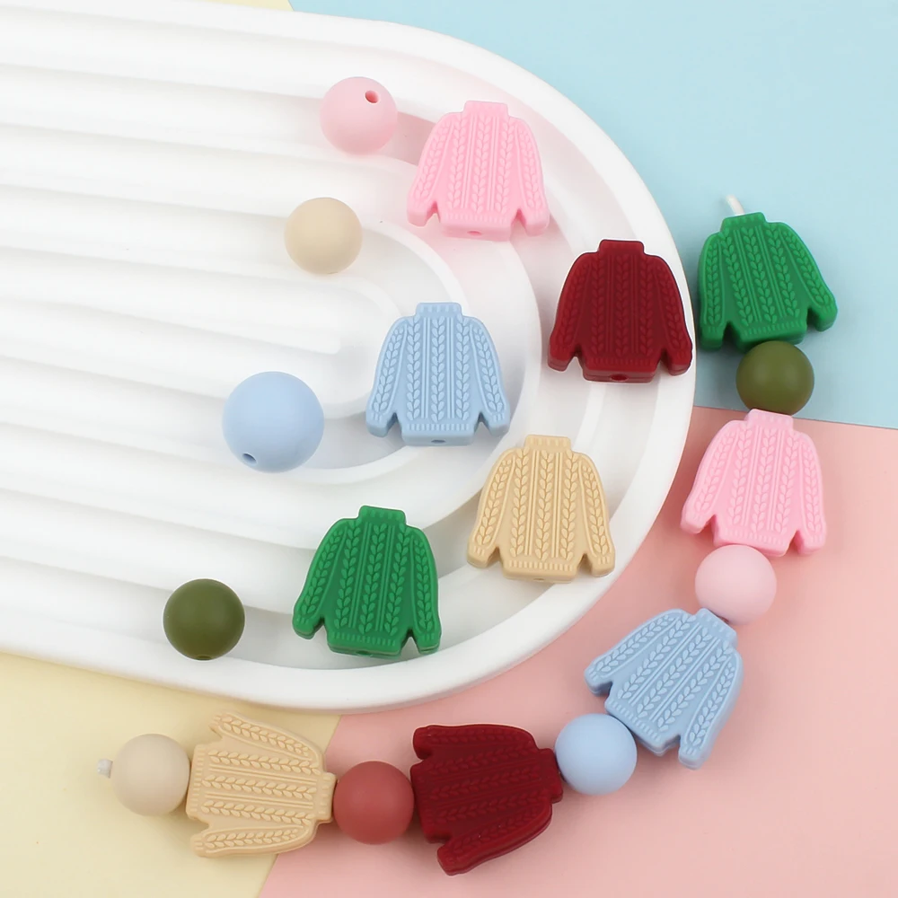 5/10Pcs Cartoon Wool Sweater Style Silicone Beads DIY Jewelry Making Necklace Bracelets Accessories For Make Keyring And Pen