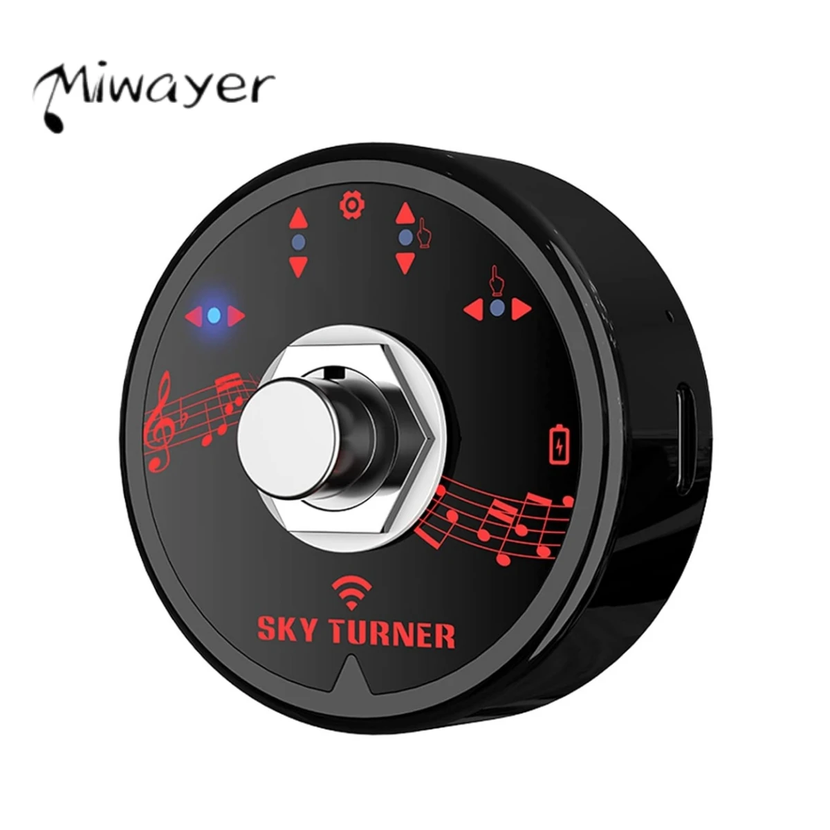 Miwayer-Pedal giratorio de página inalámbrico, interruptor de pie Compatible con Bluetooth con carga USB para partituras de música electrónica, libros electrónicos