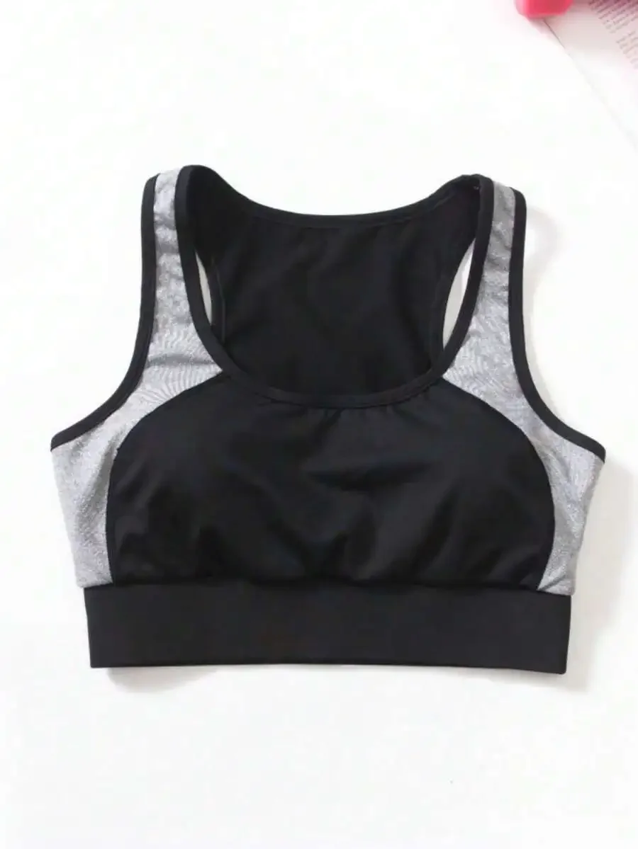 

Women Sports Bra With Gray Side Panels For Gym Running Workout