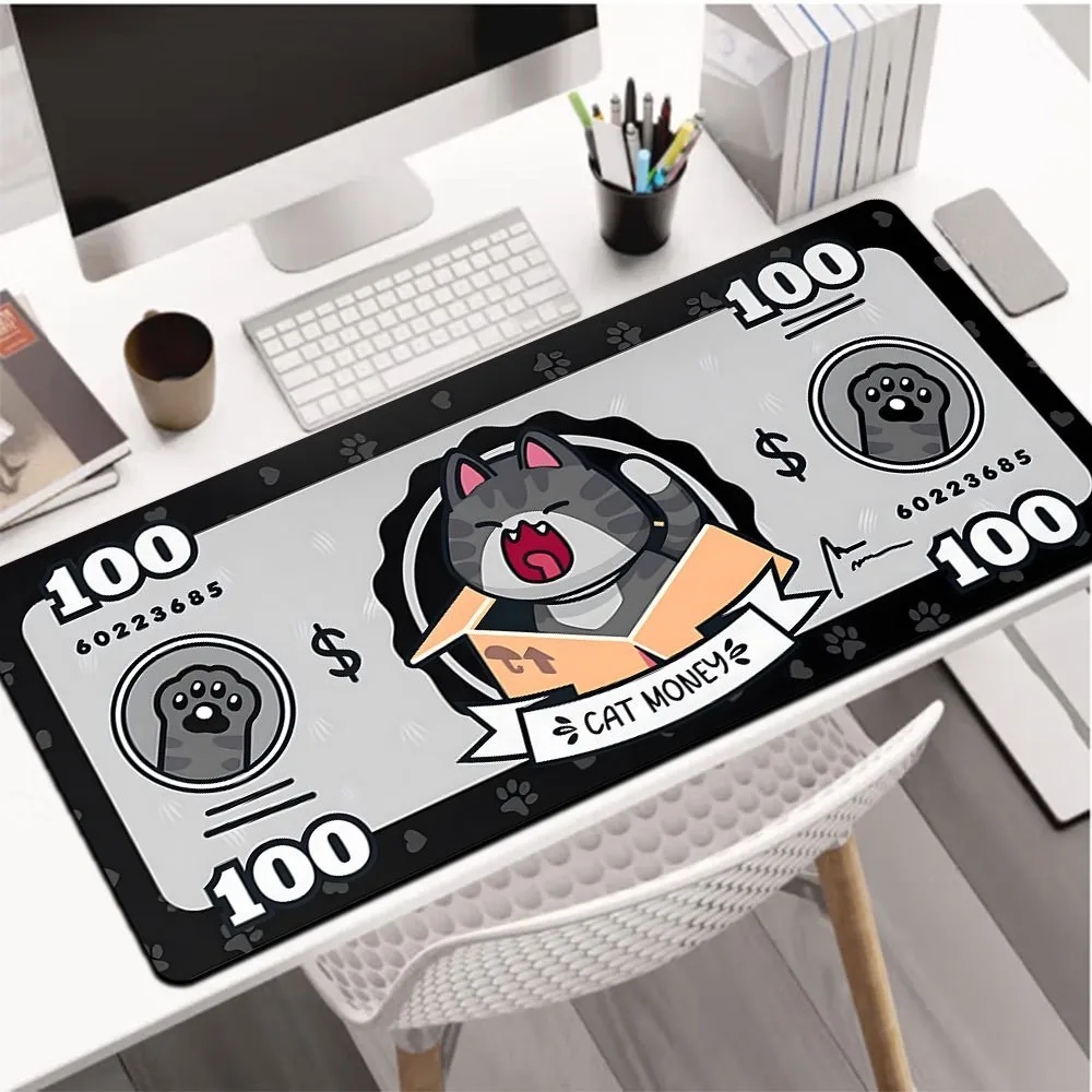 

Cat Money Computer Mousepad Deskmat Smooth Table Mat Non-Slip Extended Large Gaming Mouse Pad