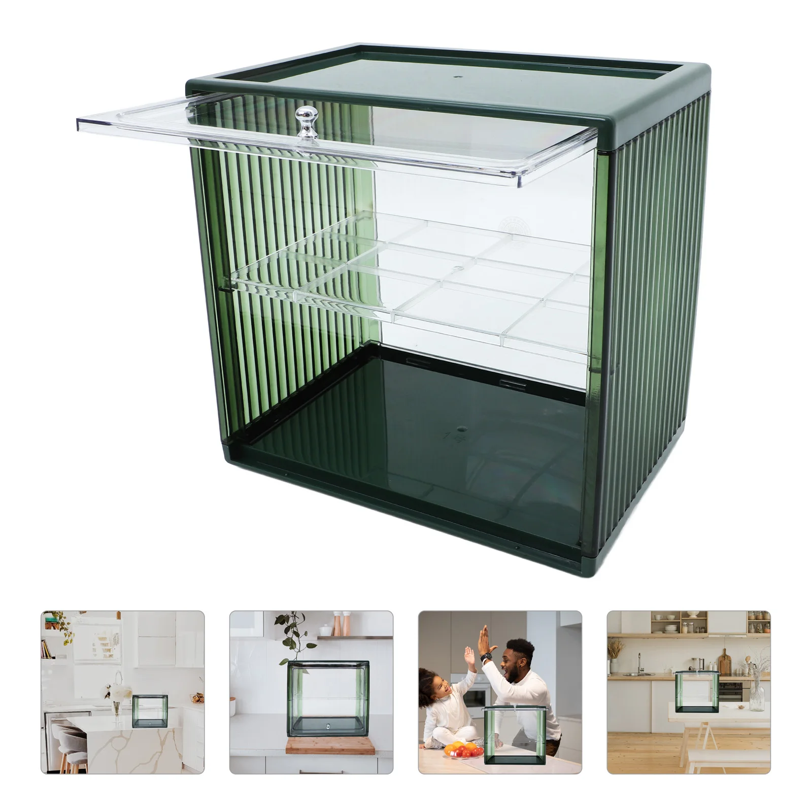 

Double Layer Bread Storage Clear Plastic Breadbin Kitchen Countertop Space Saving Container Organizer Lightweight Loaf