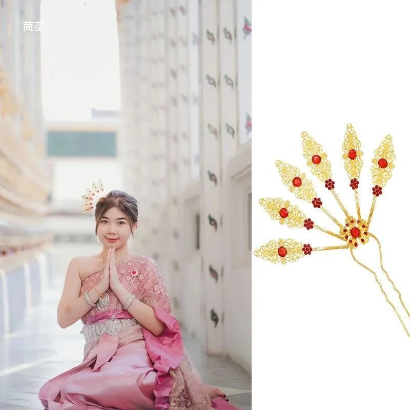 กิ๊บติดผมสไตล์พระราชวัง กิ๊บติดผมสไตล์ไทยสไตล์ชาติพันธุ์ประดับคริสตัล