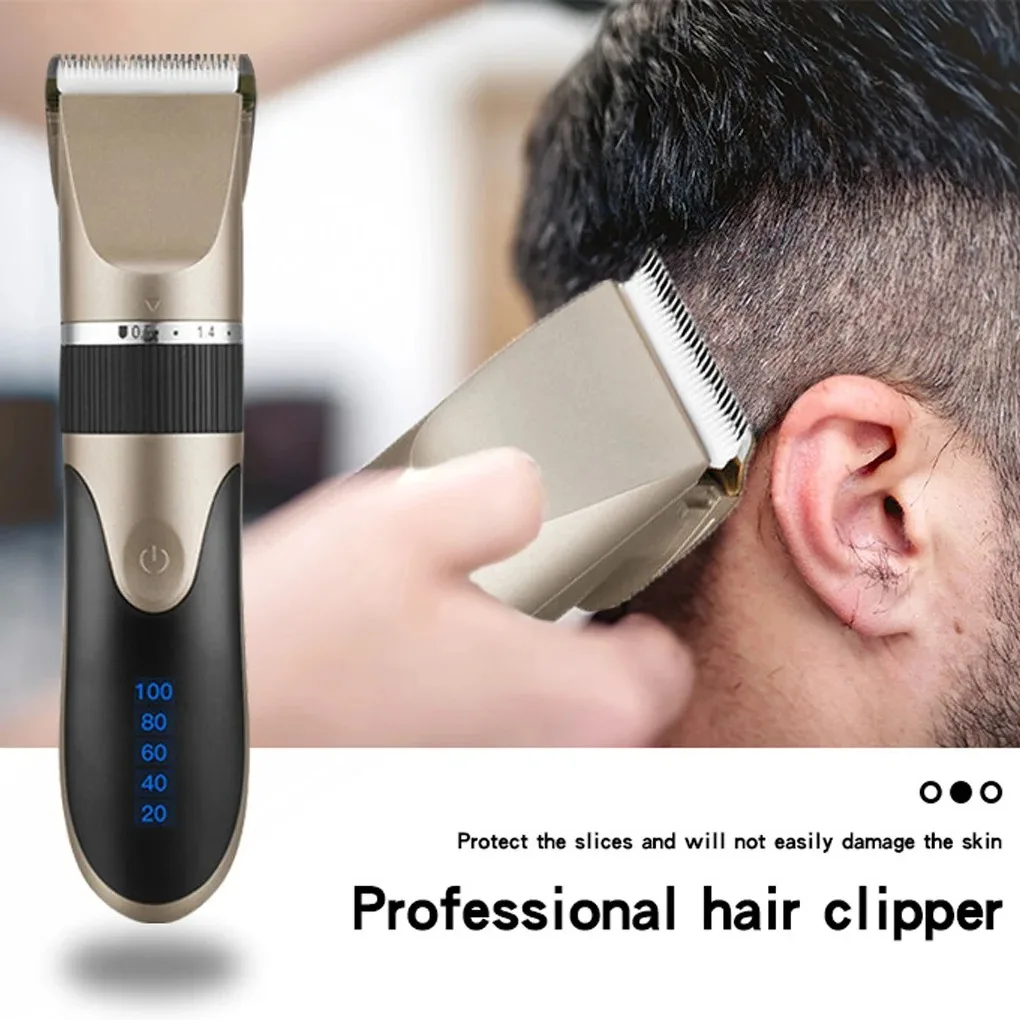 プロの電気理髪バリカン男性理容ひげトリマー充電式バリカンセラミック刃ヘアトリマー