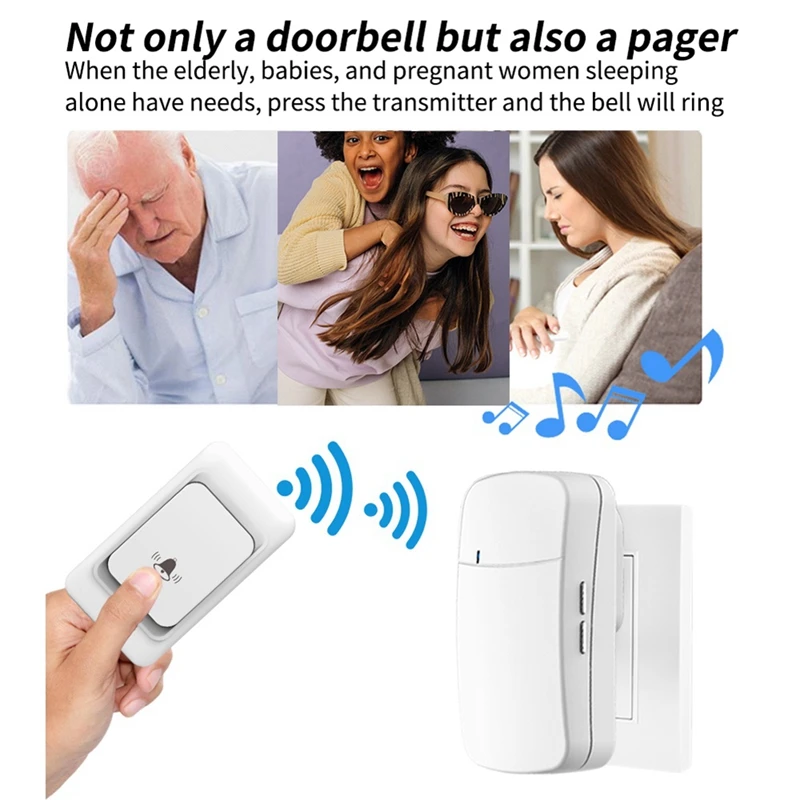 Outdoor Door Bell Wireless Door Bell 300M Remote Control Door Bell Chime Kit EU Plug