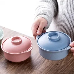 Instant Noodle Bowls with Lids Soup Hot Rice Bowls Japanese Style Students Food Container Healthy Tableware Bowl Tableware