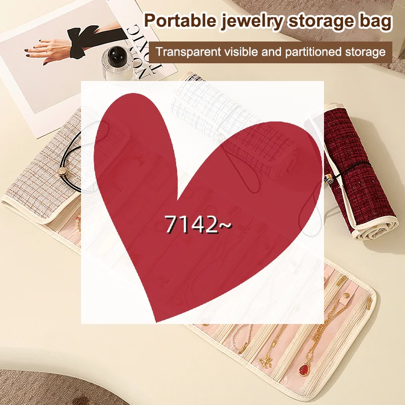 

20 Grids Foldable Fashion Portable Jewelry Bag Large Women's Travel Jewelry Roll Necklace Earring Ring Jewellery Display Storage