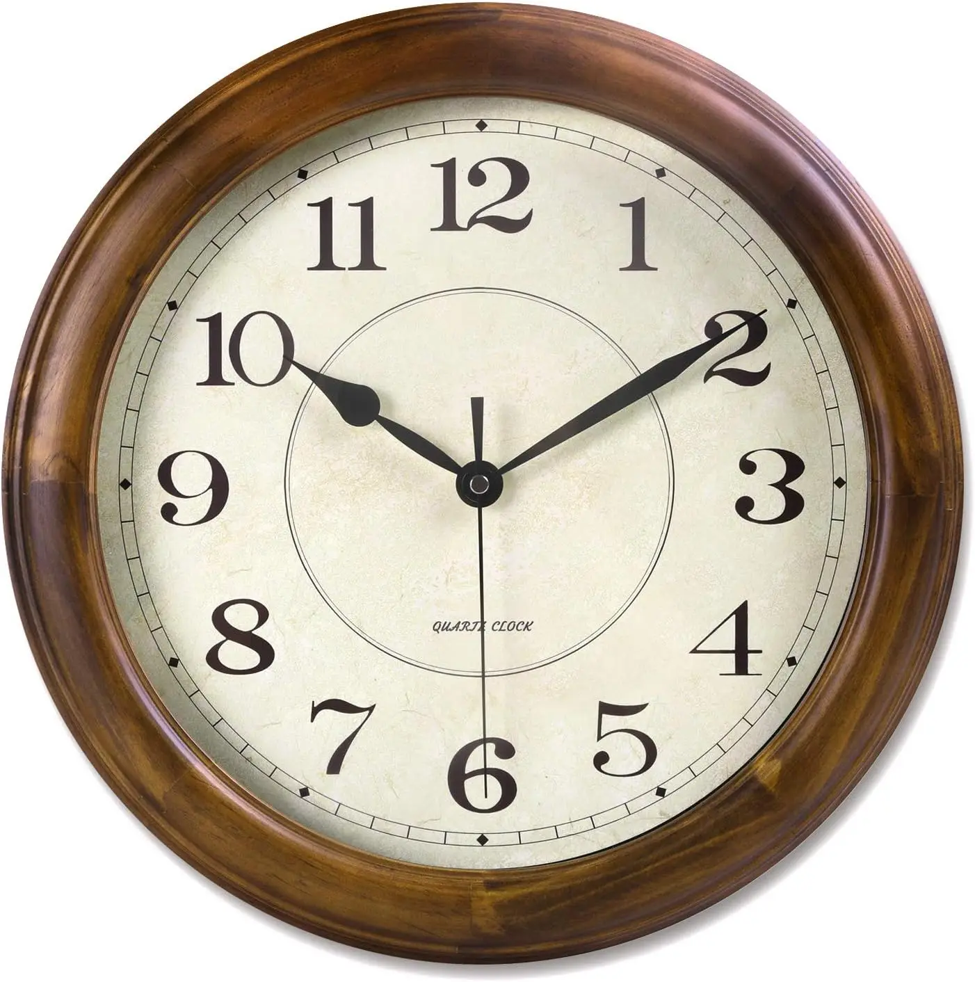 

Wall Clock Wood 14 Inch Silent Wall Clocks Large Decorative Battery Operated Non Ticking Analog Retro Clock for Living Room