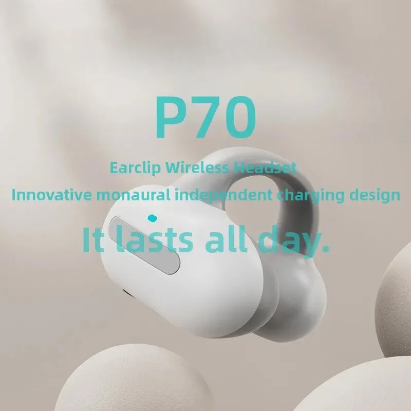 P70 Earclip Wireless Bluetooth Headset OWS Touch Light Mini High Quality Earplugs Anti Sweat HD Sound Stereo Universal Headset