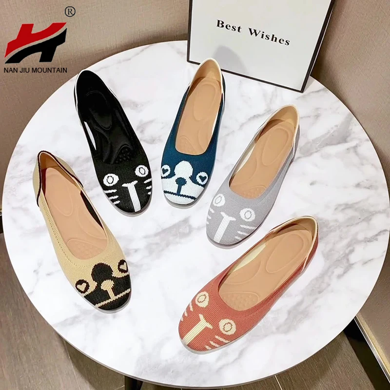 Women Flat Shoes Cute Cat And Dog Single Shoes Spring Autumn Comfortable Casual Shoes Woman