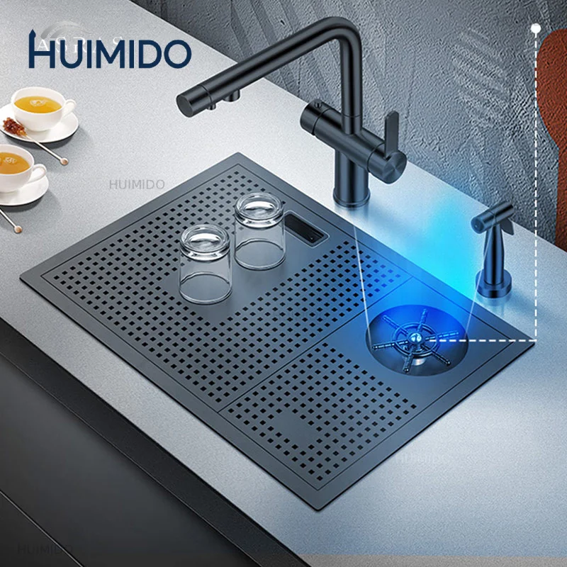 ASRAS Nanometer Cup Rinser Kitchen Sink 304 Stainless Steel 4mm Thickness Handmade Sink High Pressure Cup Washer Kitchen Sink