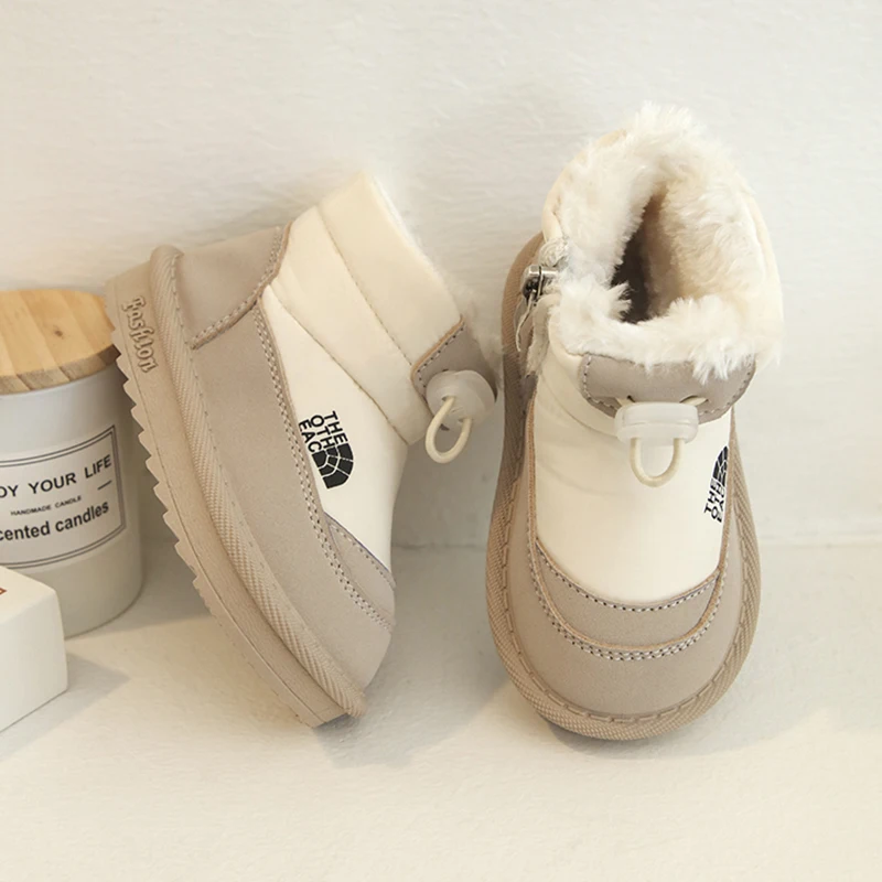 الأطفال أحذية الثلوج الفتيات الدافئة أفخم الثلوج الأحذية الفتيان تو حماية عدم الانزلاق لينة وحيد أحذية الرضع حجم 15-26