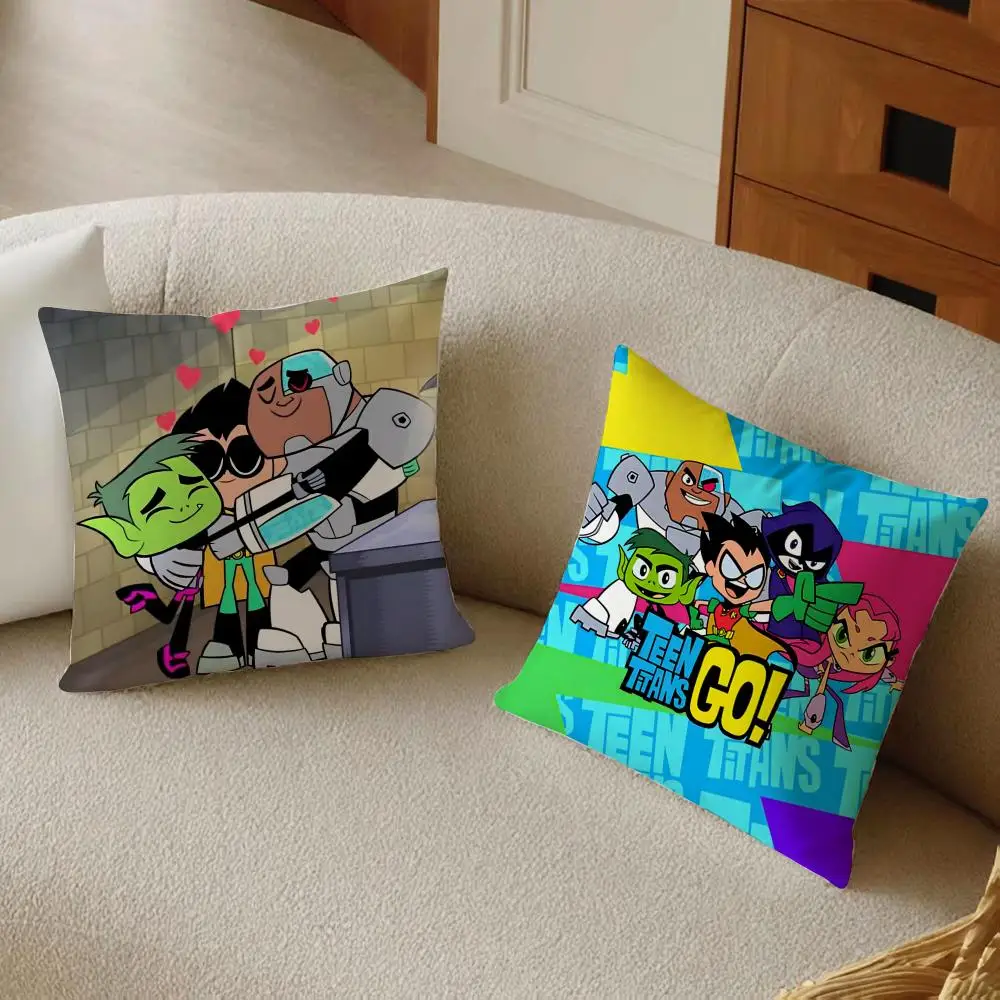 T-Teen T-Titans Go Cushion Cover Daily Washable Linen Pillowcase Soft  for Sofa Bed Home Room Decor