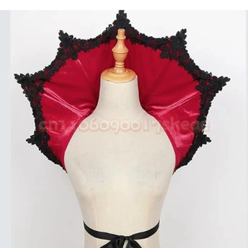 القرون الوسطى القوطية مصاص دماء تأثيري طوق كيب أسود أحمر الرجعية الفيكتوري عباءة زي اكسسوارات هالوين كرنفال الملابس الدعائم