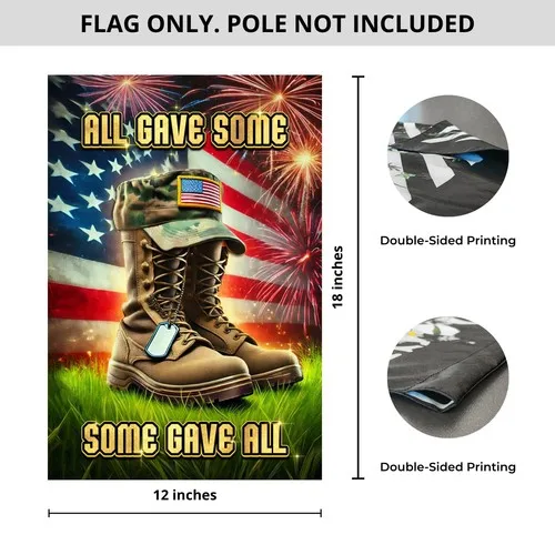 Best Veteran Garden Flag 12x18 Durable Double Sided Memorial Military Boots 