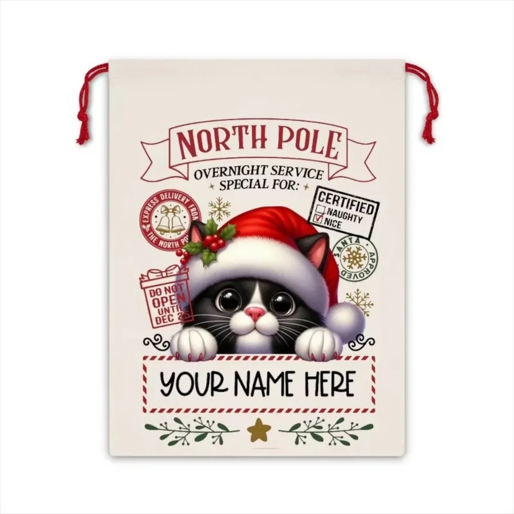 20 pçs nome personalizado sacos de presente de natal saco de papai noel enfeites de natal presentes de natal de ano novo para crianças meninos meninas adolescentes