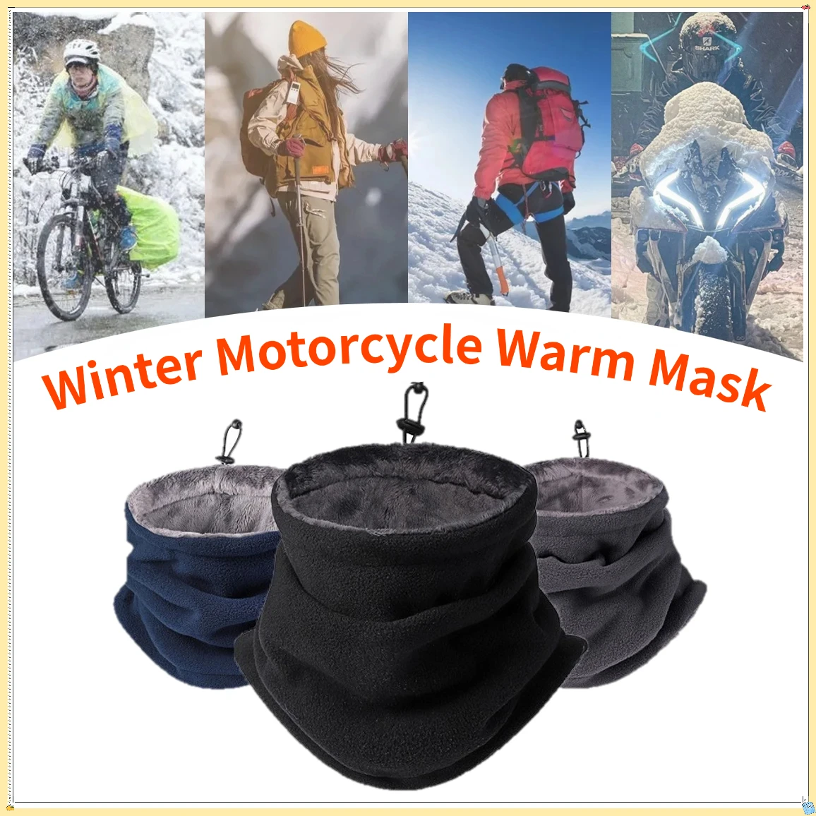 Winter Motorcycle Warm Mask Men Women Fleece Neck Outdoor Warmer Windproof Scarf Camping Hiking Balaclava Cycling Face Mask