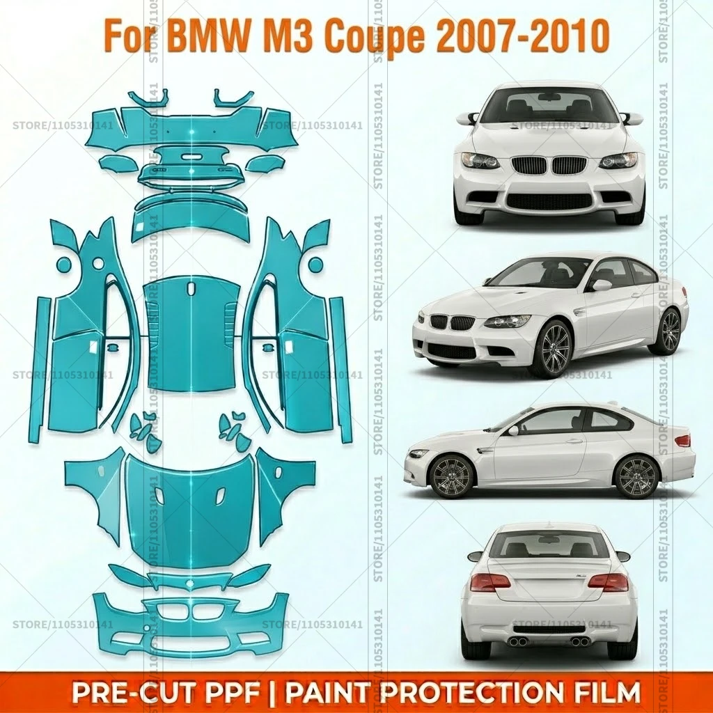 

Предварительно нарезанная защитная пленка PPF, прозрачная защита бампера, автомобильная прозрачная пленка для BMW M3 Coupe 2007-2010
