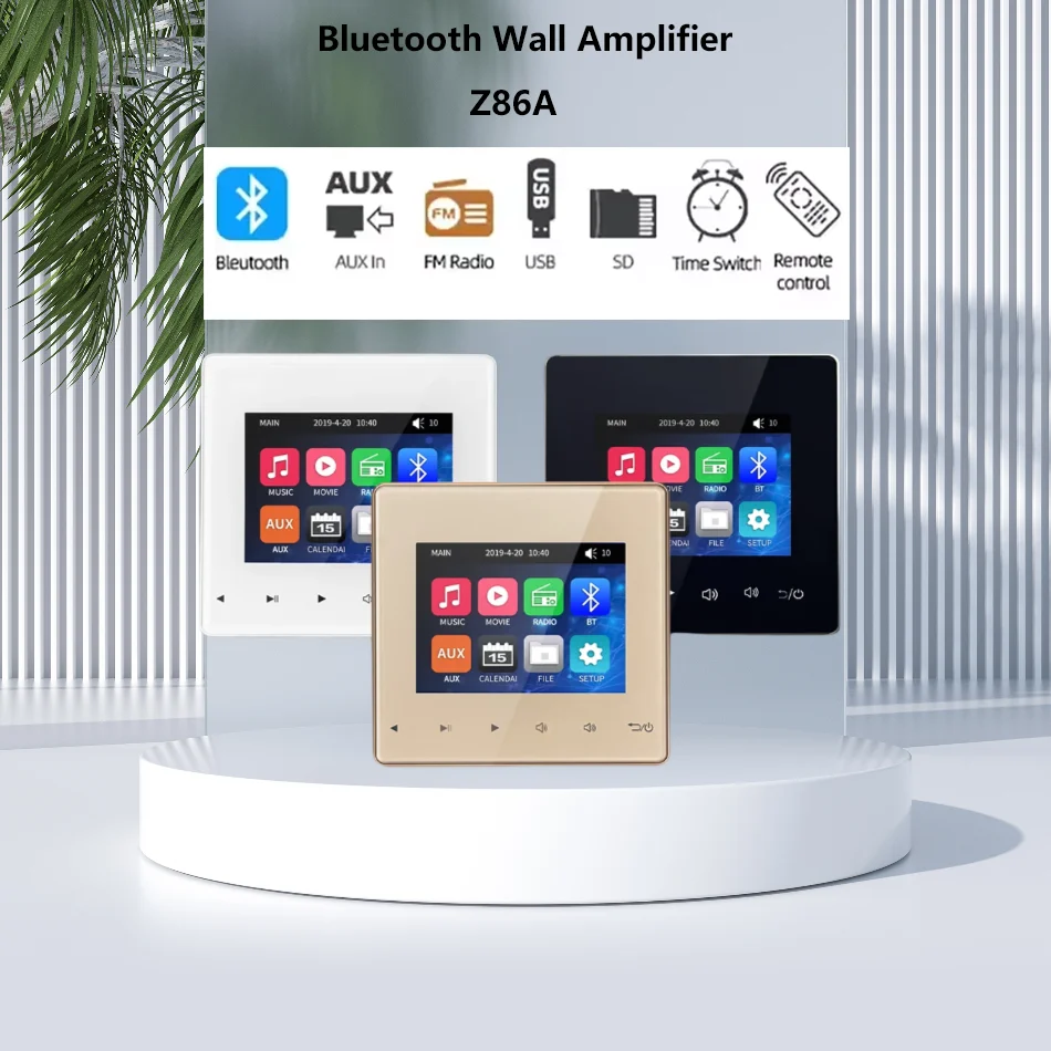 Home Bluetooth Audio Panel Ceiling Speaker Mini Touch Key Wall Amplifier Host Control System Background Music Supports U Disk TF